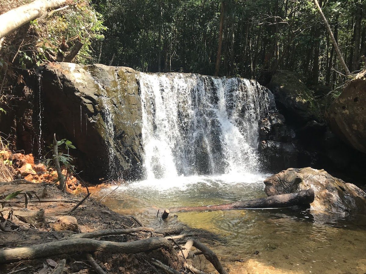 Suoi Tranh waterfall cascading over granite rocks in the Phu Quoc jungle