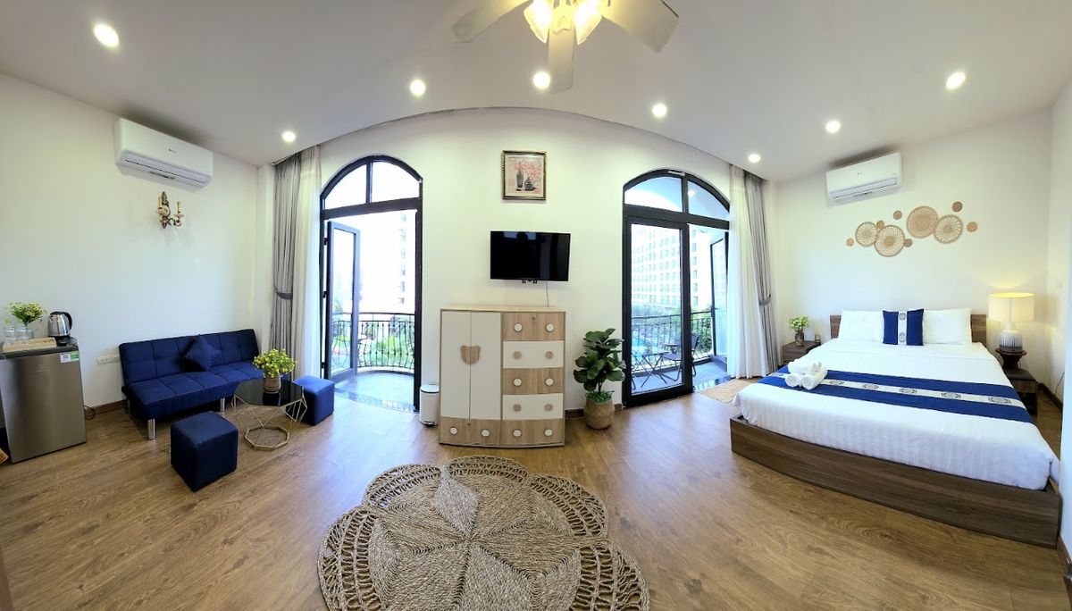 AQUA VISTA homestay & coffee ( GrandWorld - Phu Quoc ) pool and grounds in Ganh Dau